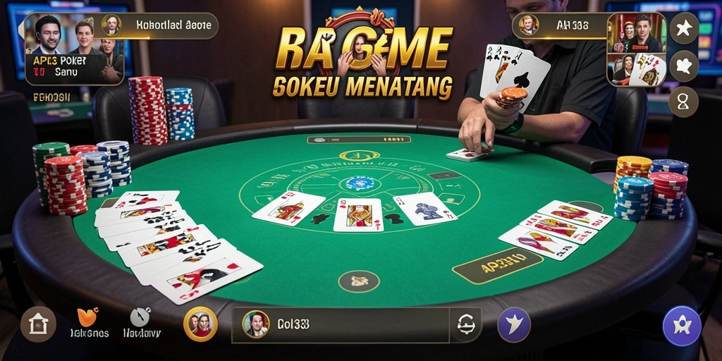 Tampilan gameplay poker yang seru dan mendebarkan.
