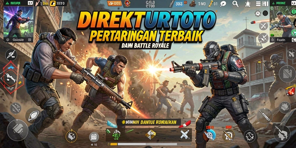 Tangkapan layar menampilkan aksi intens dalam game Battle Royale DIREKTURTOTO.
