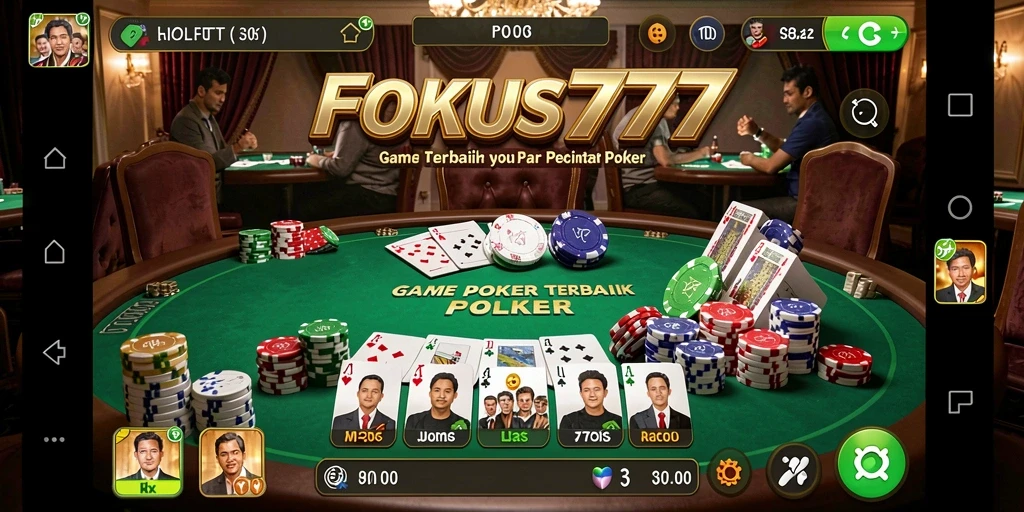 Tampilan gameplay poker yang seru di FOKUS777.