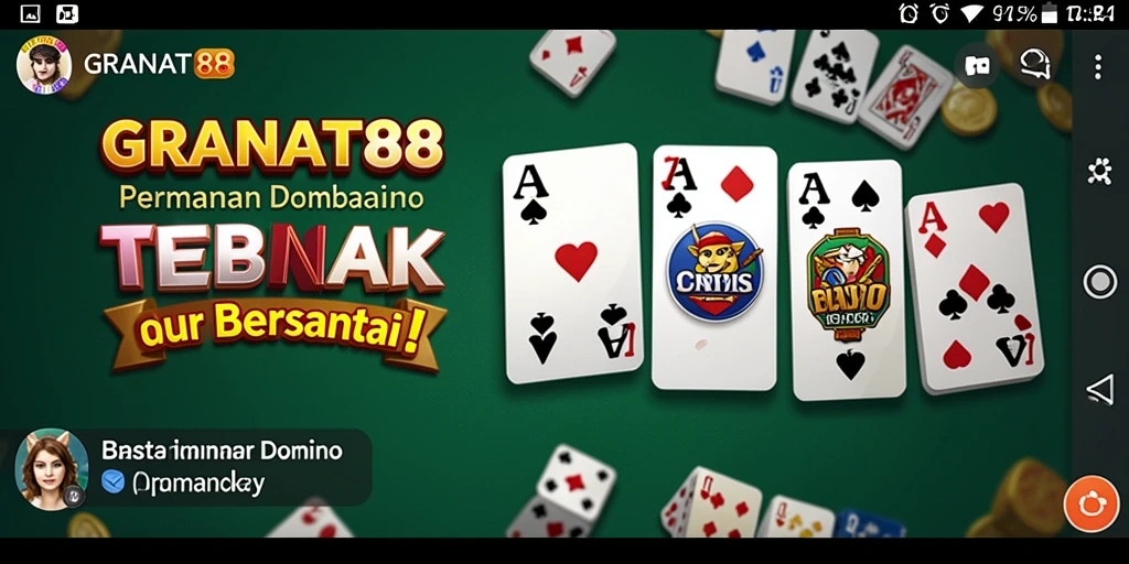 Tampilan gameplay GRANAT88 dengan kartu domino yang berwarna-warni.