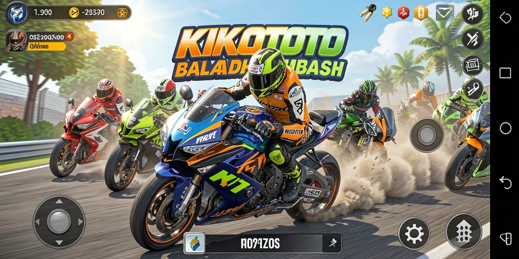 Tangkapan layar KIKOTOTO menampilkan aksi balapan motor yang seru dan mendebarkan.