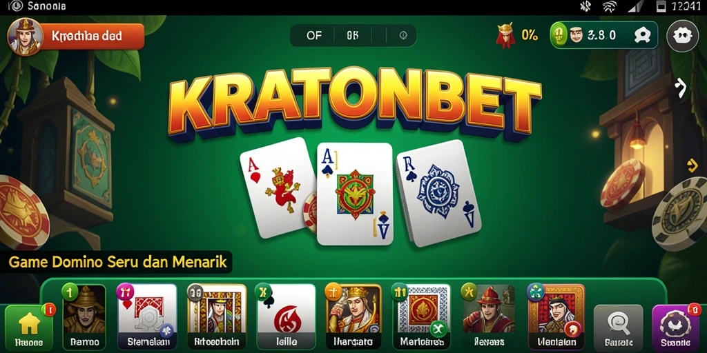 Screenshot gameplay utama KRATONBET yang menggambarkan suasana Domino yang seru.