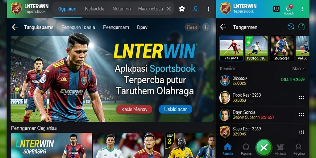 Tampilan aplikasi LNTERWIN dengan fitur taruhan olahraga.