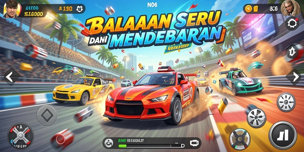Screenshot N06 menampilkan aksi balapan yang intens dan grafis yang menawan.