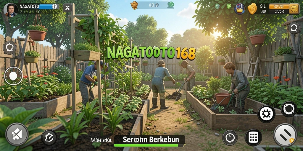 Screenshot NAGATOTO168 menunjukkan aktivitas berkebun yang menyenangkan.