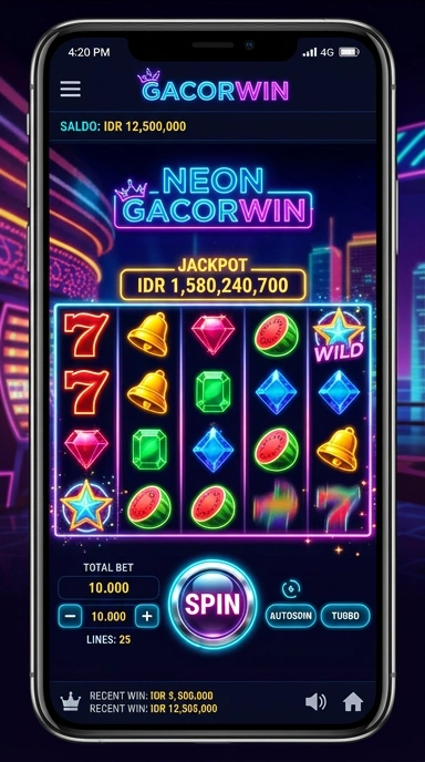 Screenshot aplikasi Gacorwin dengan berbagai pilihan aplikasi.